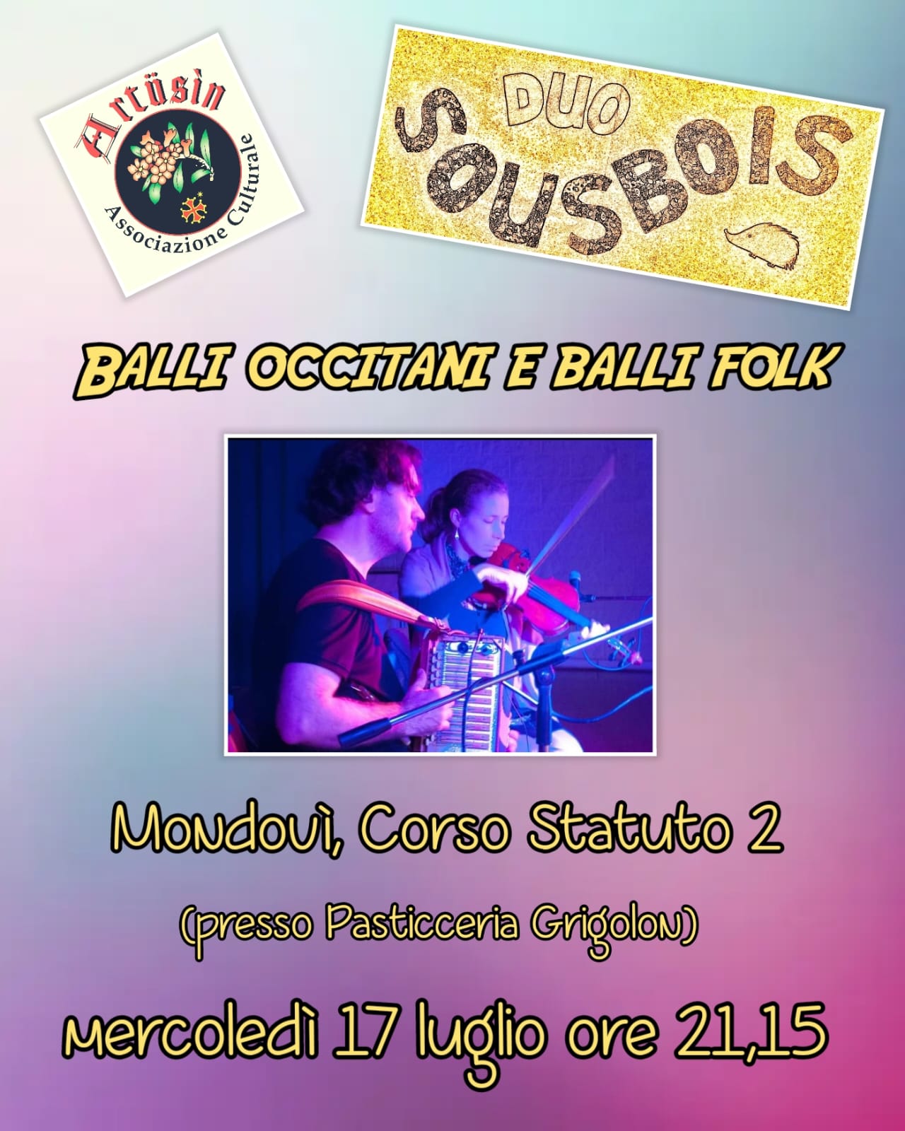 Scopri di più sull'articolo Sousbois ed Artüsìn ai “Doi pass” di Mondovì!